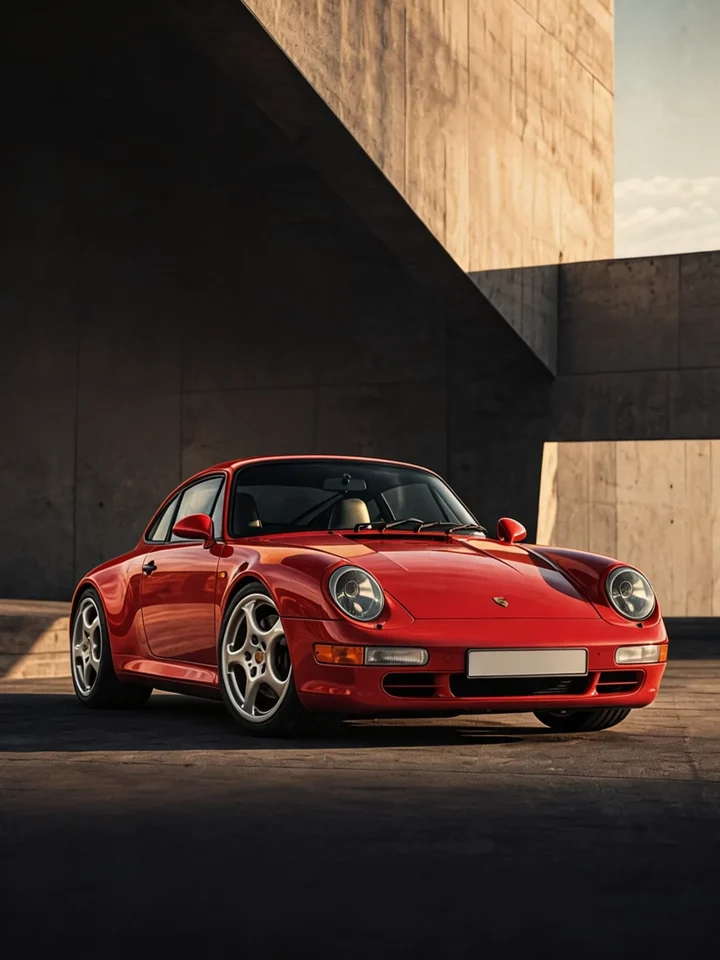 A red Porsche 911 poster being color graded